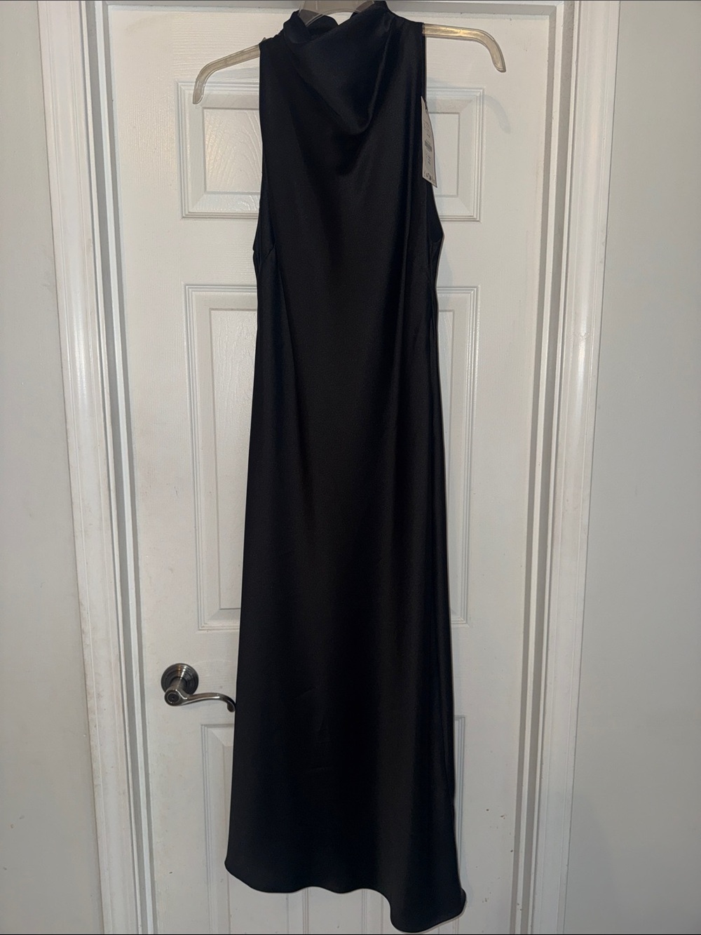 Zara Black Sleeveless Cowl-Neck Satin Maxi Dress